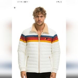 Aviator Nation 4 stripe jacket sz M Sherpa collar